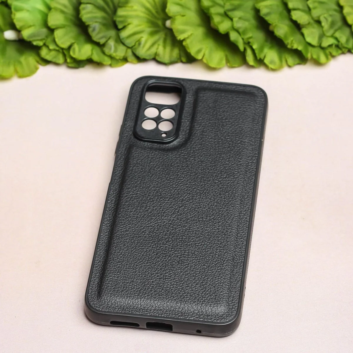 Raised Edges Black Leather Case for Redmi Note 11 - Image 2