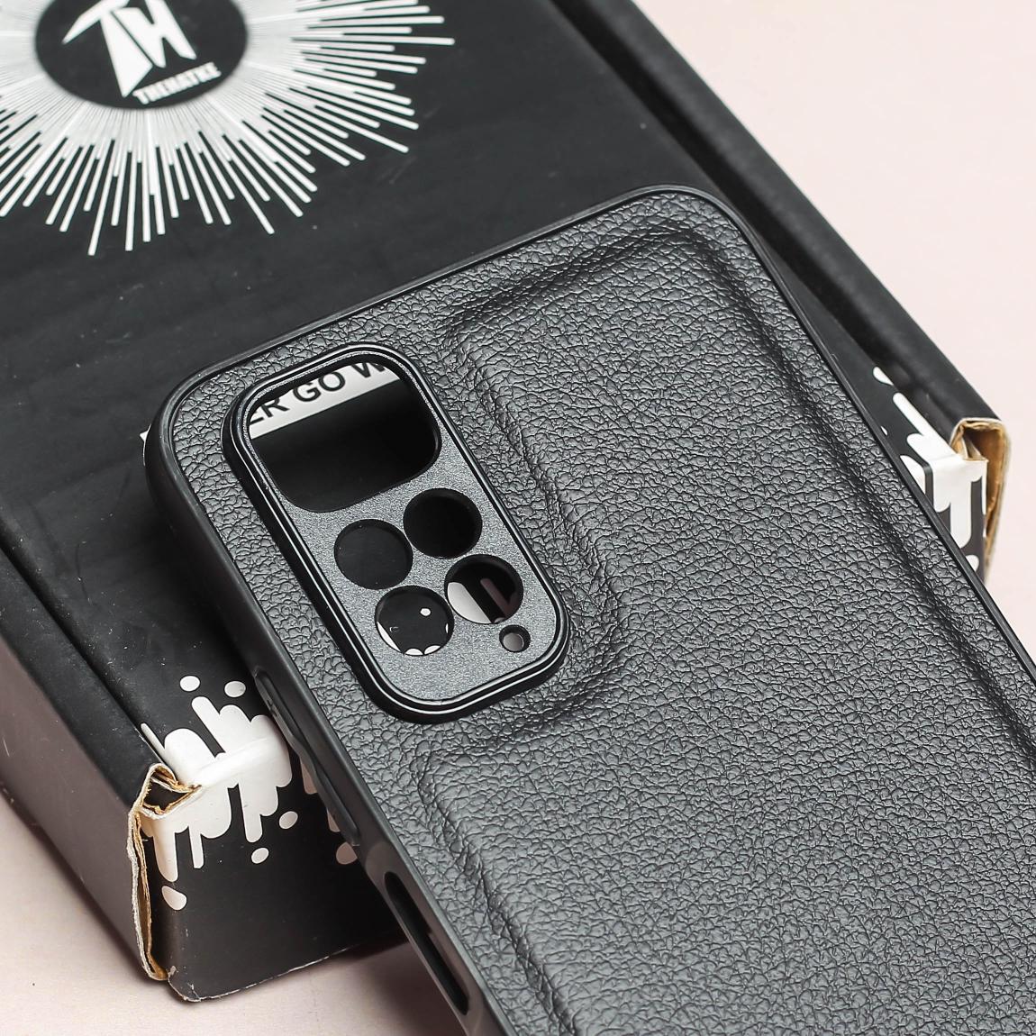 Raised Edges Black Leather Case for Redmi Note 11 - Image 4