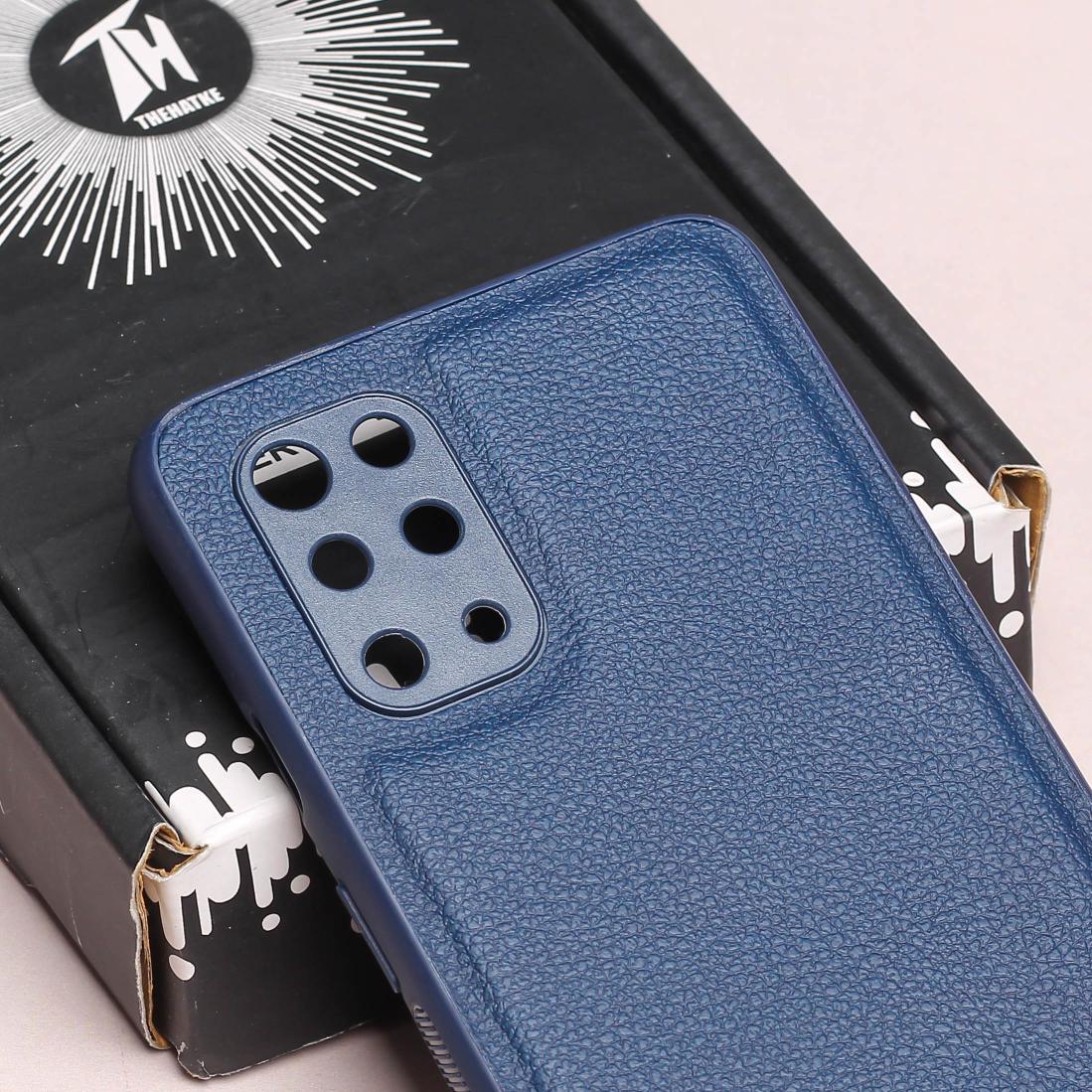 Raised Edges Blue Leather Case for Oneplus 9r - Image 4
