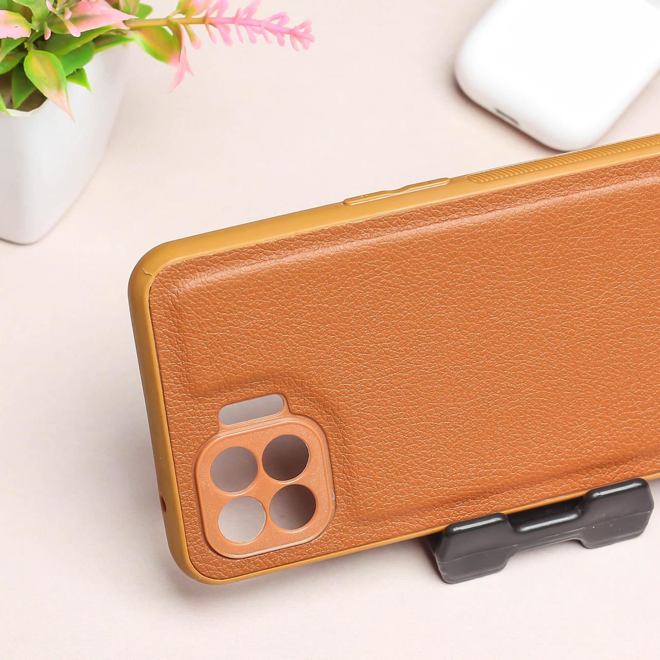 Raised Edges Brown Leather Case for Oppo F17 - Image 3
