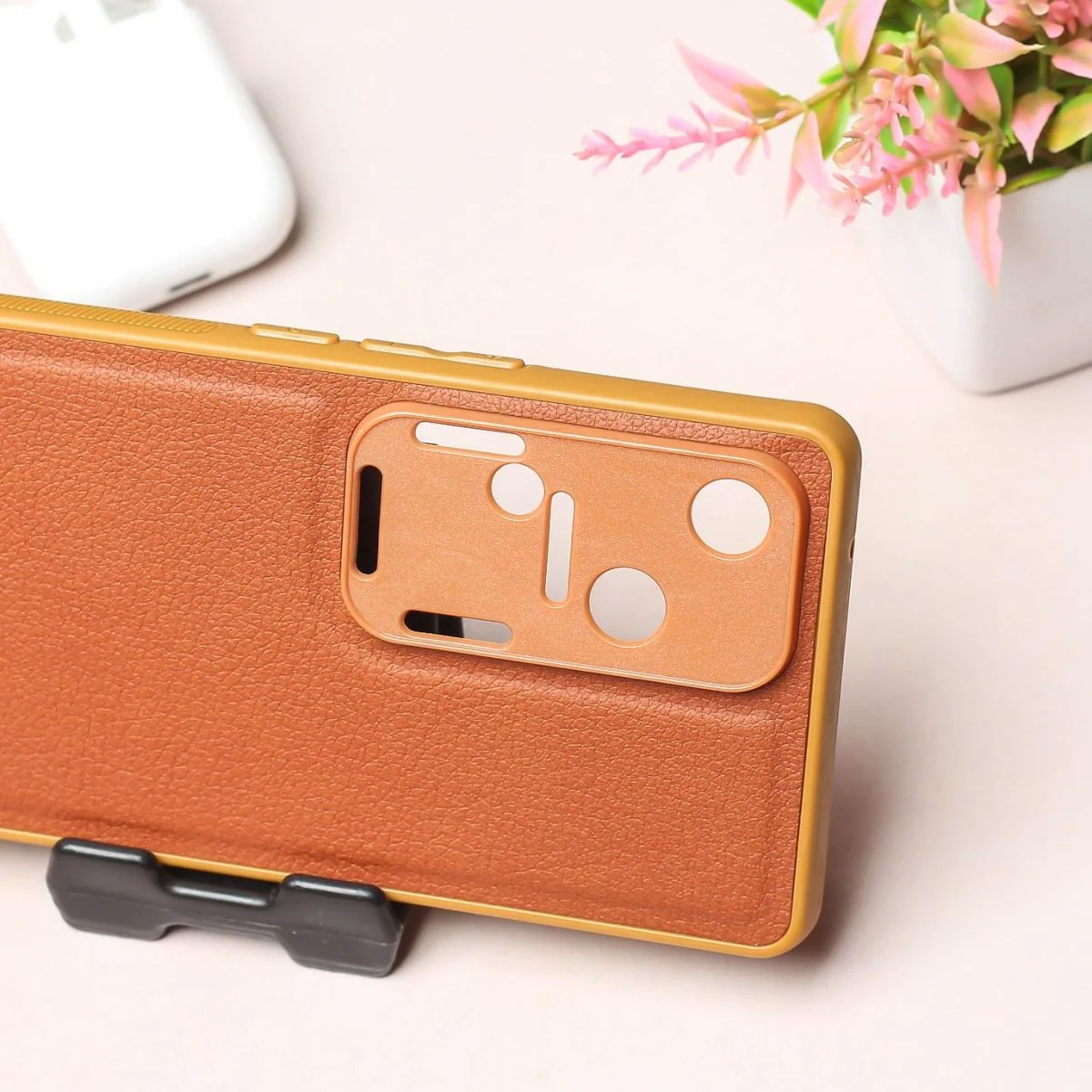 Raised Edges Brown Leather Case for Vivo V30 - Image 3