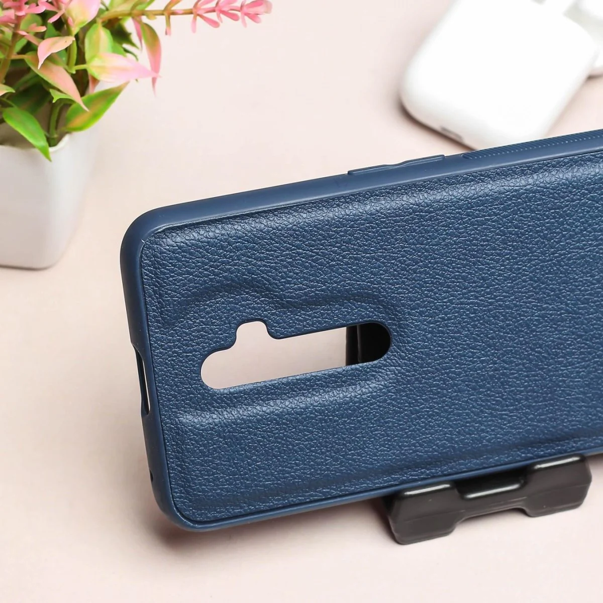 Raised Edges Dark Blue Leather Case for Oppo Reno 2F - Image 3