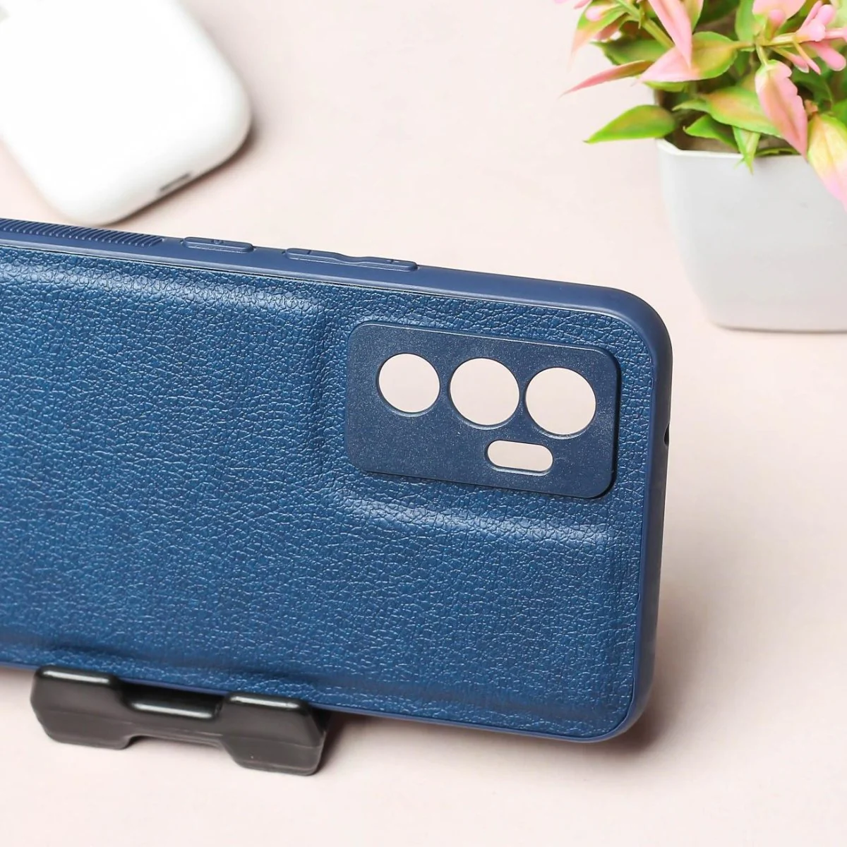 Raised Edges Dark Blue Leather Case for Vivo V23e - Image 3