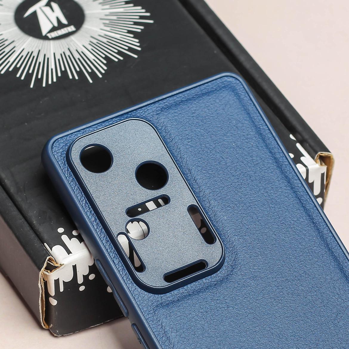 Raised Edges Dark Blue Leather Case for Vivo V30 - Image 4