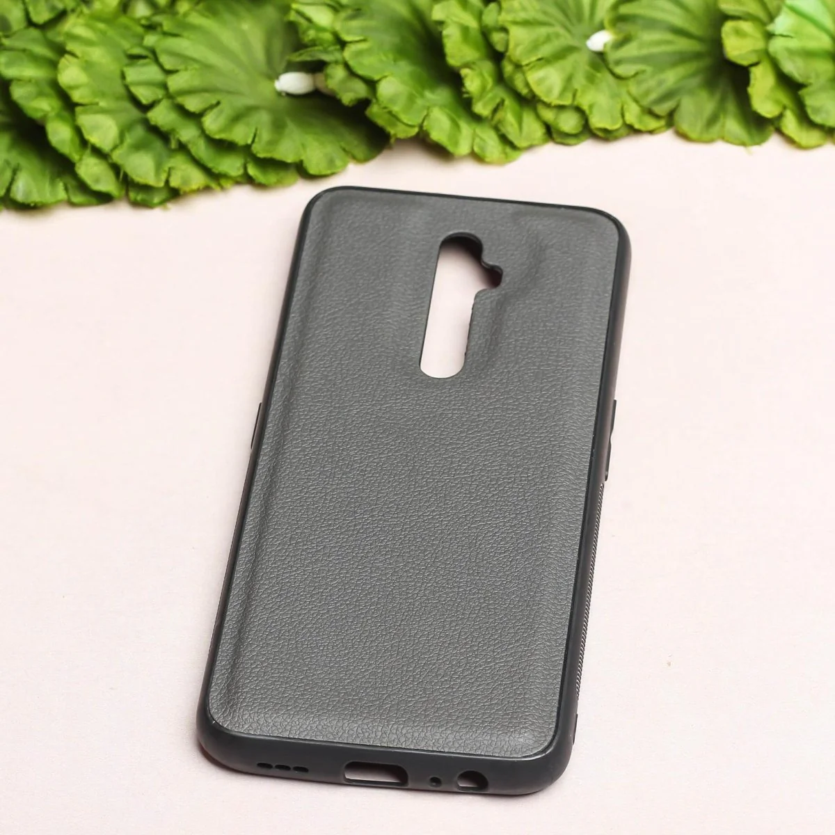 Raised Edges Grey Leather Case for Oppo Reno 2F - Image 2