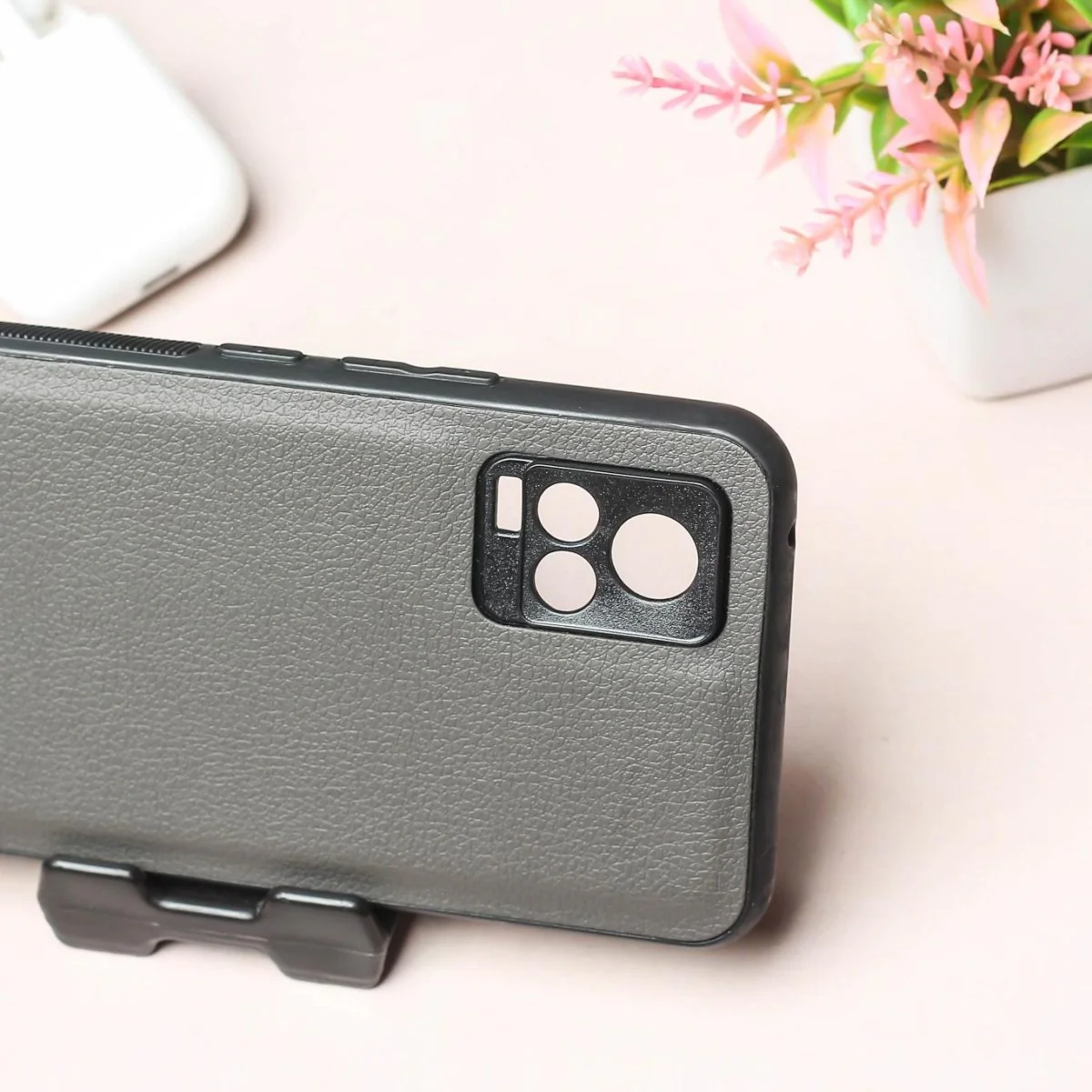 Raised Edges Grey Leather Case for Vivo V20 - Image 3