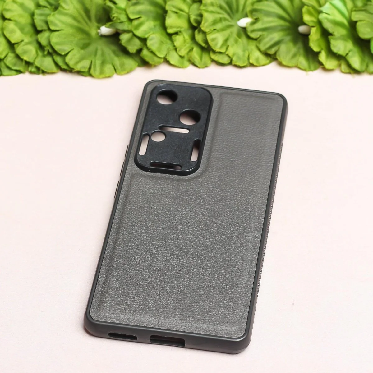 Raised Edges Grey Leather Case for Vivo V30 - Image 2