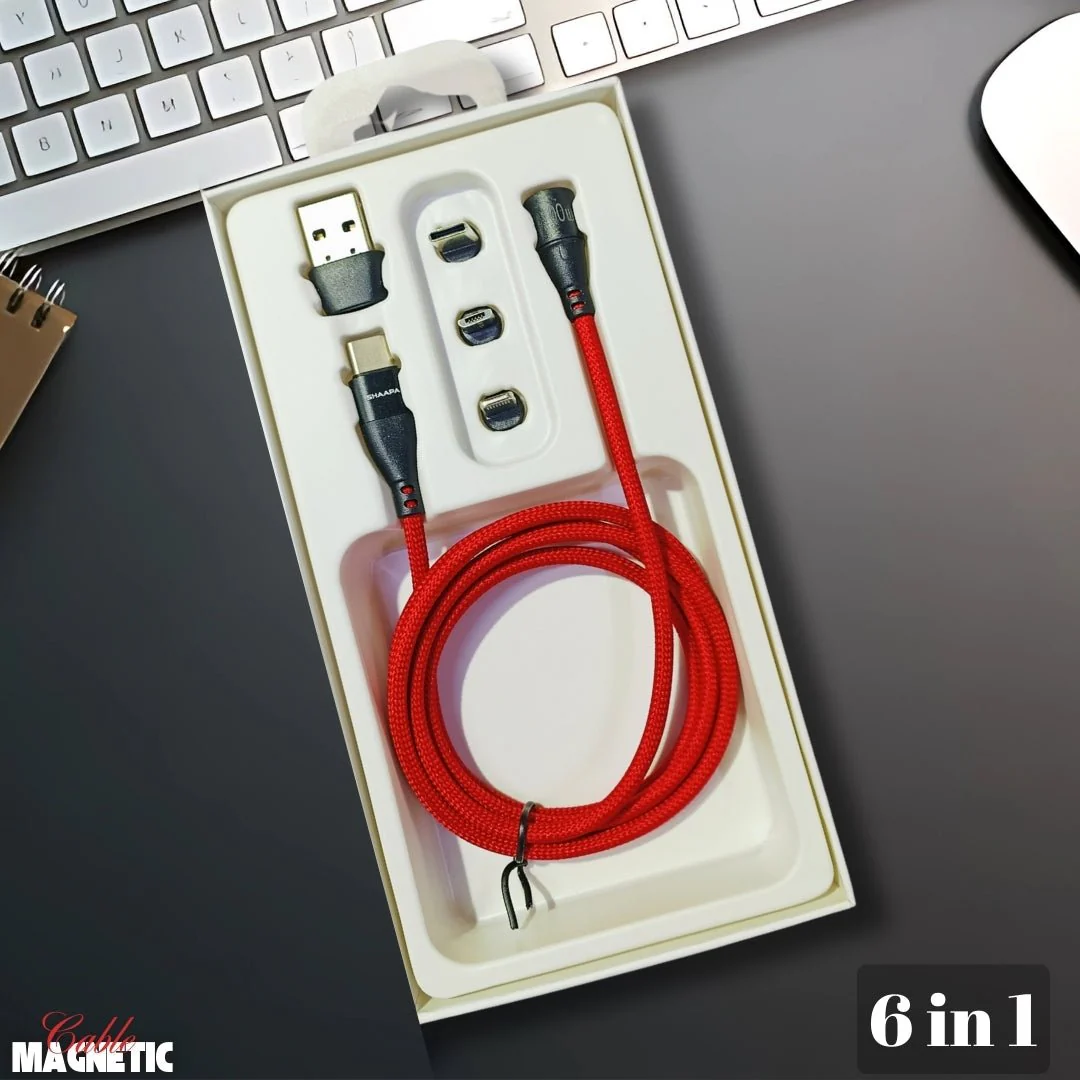 RED CLOTH COATING MAGNETIC (6 in 1) Charging Cable