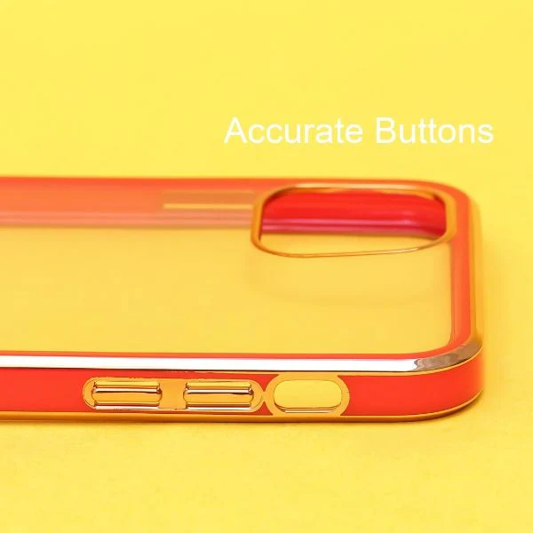 Red Electroplated Transparent Case for Apple iphone 12 - Image 3