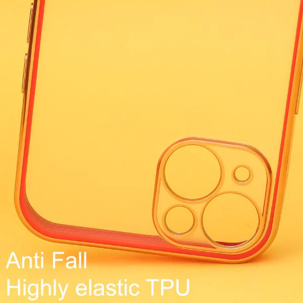 Red Electroplated Transparent Case for Apple iphone 13 - Image 2