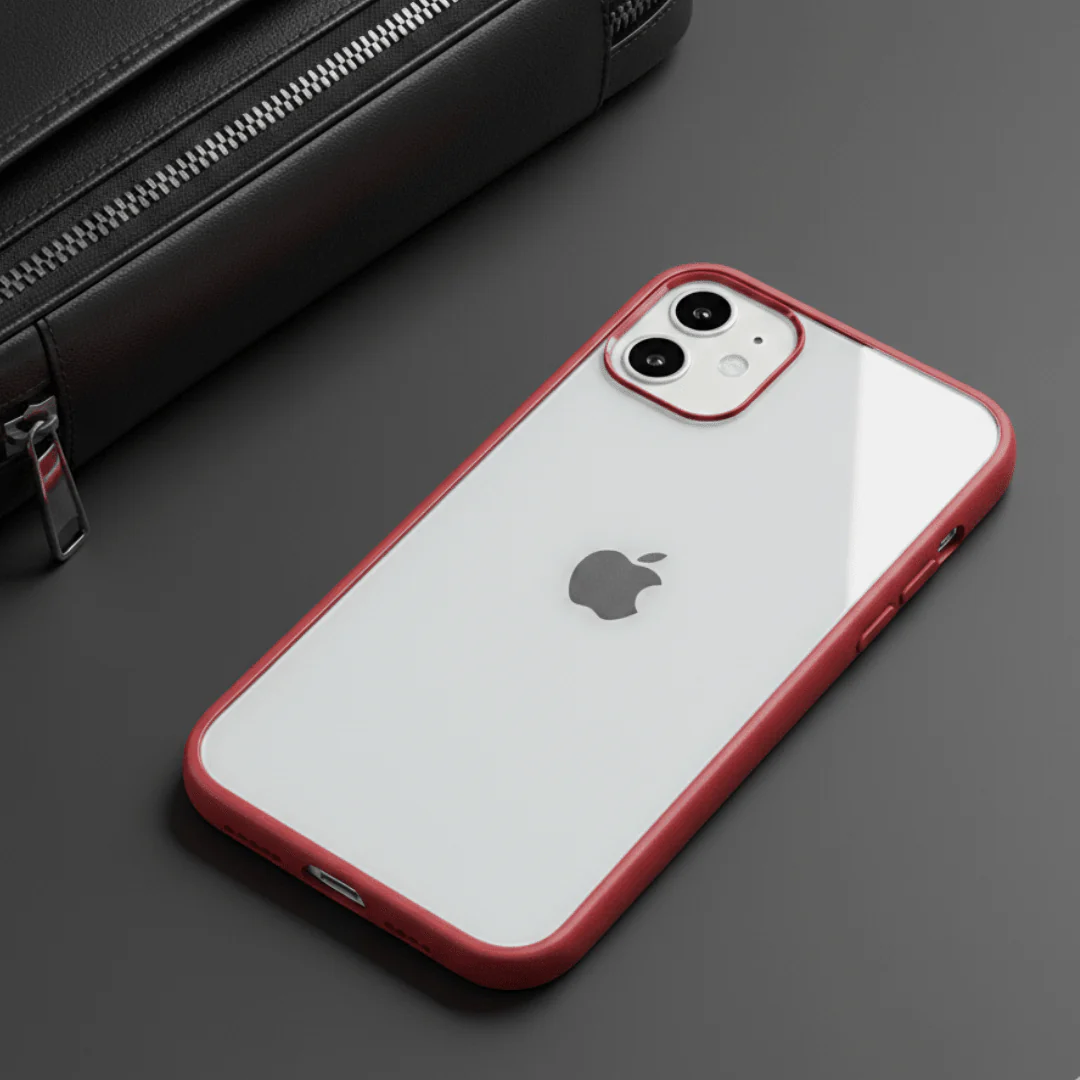 Red Metal Safe Transparent Case for Apple iphone 11