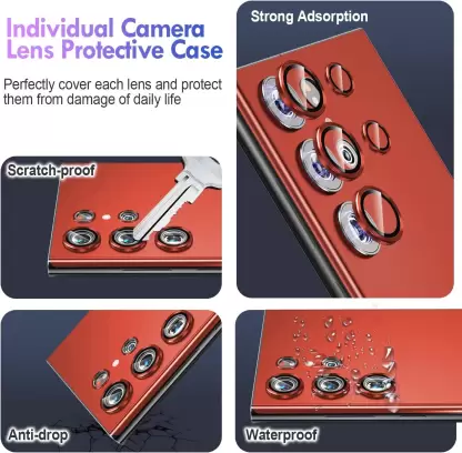 Red  Metallic camera ring lens guard for Samsung S22 Ultra - Image 4