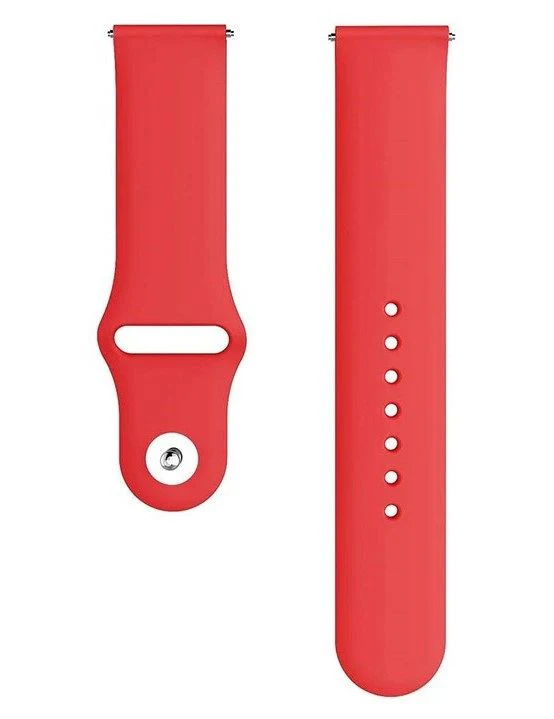 Red Plain Silicone Strap For Smart Watch (22mm) - Image 2