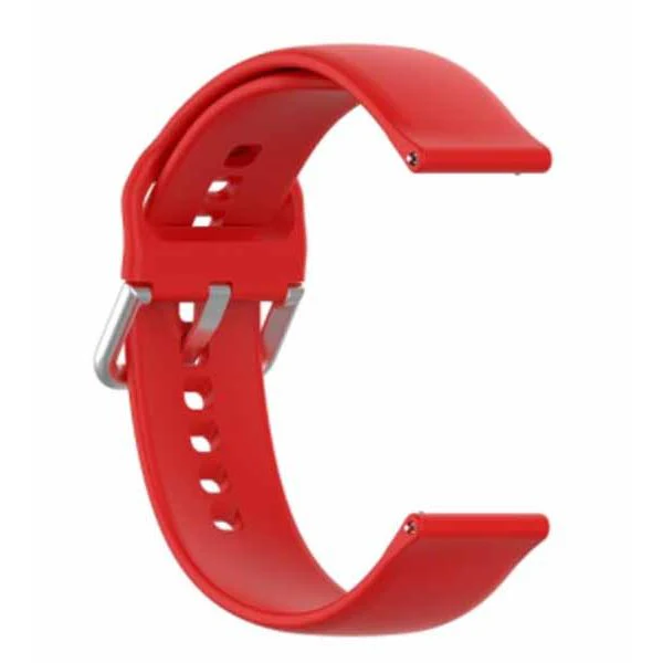 Red Plain Silicone Strap With Stainless steel Buckle For Smart Watch (20mm) - Image 2