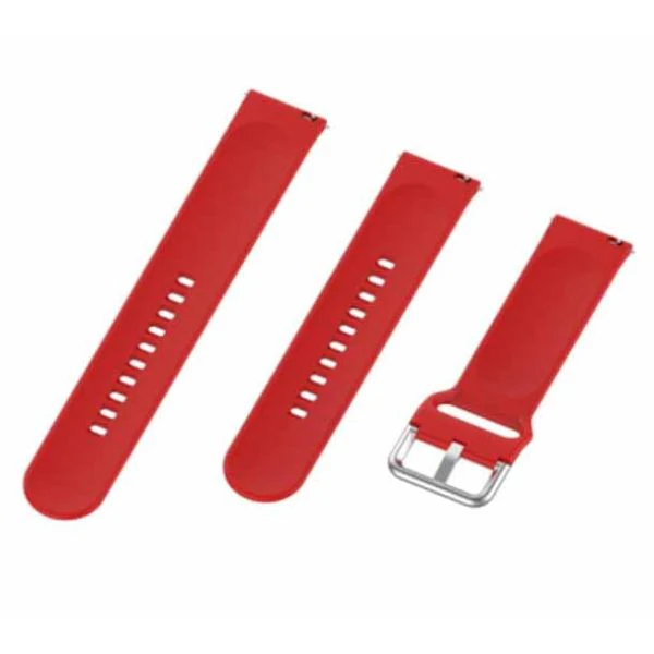 Red Plain Silicone Strap With Stainless steel Buckle For Smart Watch (20mm) - Image 3