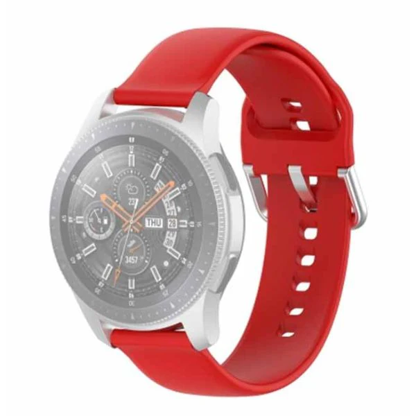 Red Plain Silicone Strap With Stainless steel Buckle For Smart Watch (20mm) - Image 5