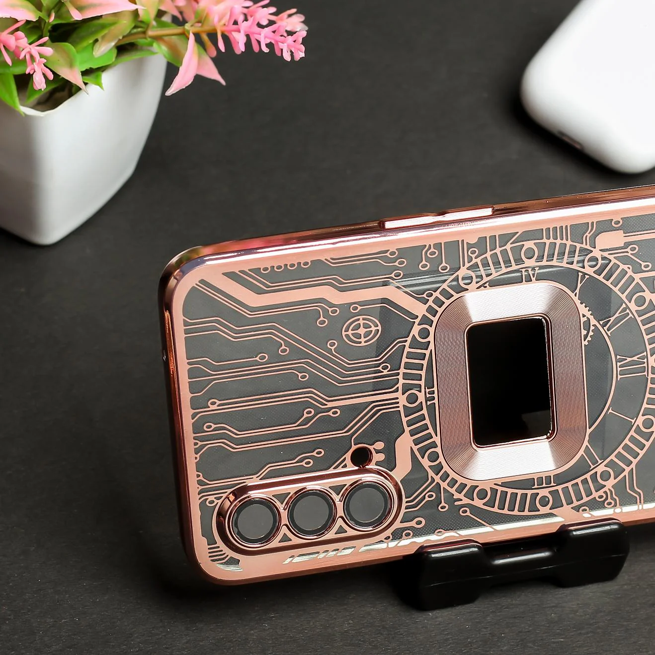 Rose Gold Watch Machine Logo Cut Transparent Case for Oneplus Nord CE - Image 3