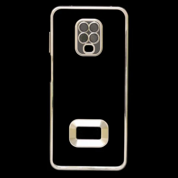 Silver 6D Chrome Logo Cut Transparent Case for Redmi Note 9 Pro