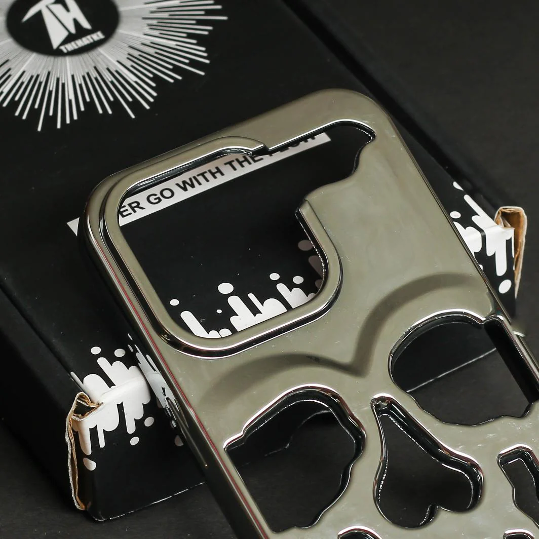 Silver Hollow Skull Design Silicone case for Apple iphone 15 Pro - Image 4