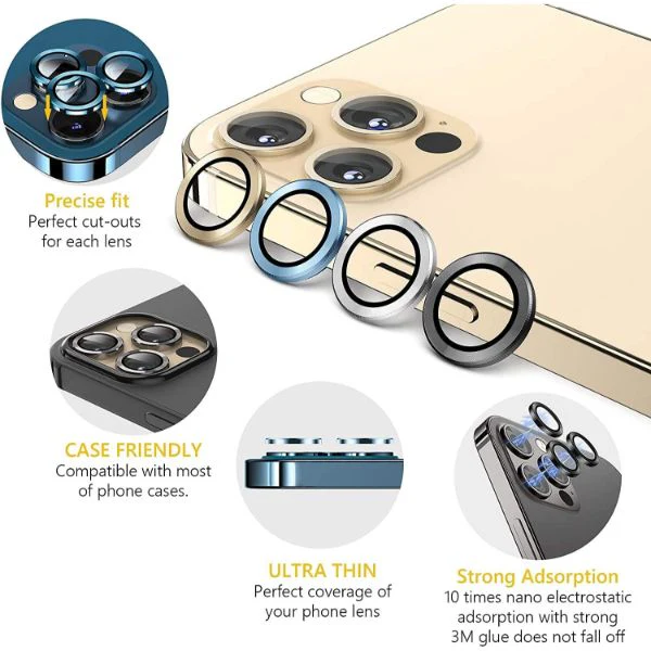 Silver Metallic camera ring lens guard for Apple iphone 12 Pro Max - Image 3