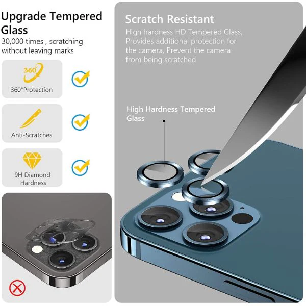 Silver Metallic camera ring lens guard for Apple iphone 12 Pro Max - Image 4