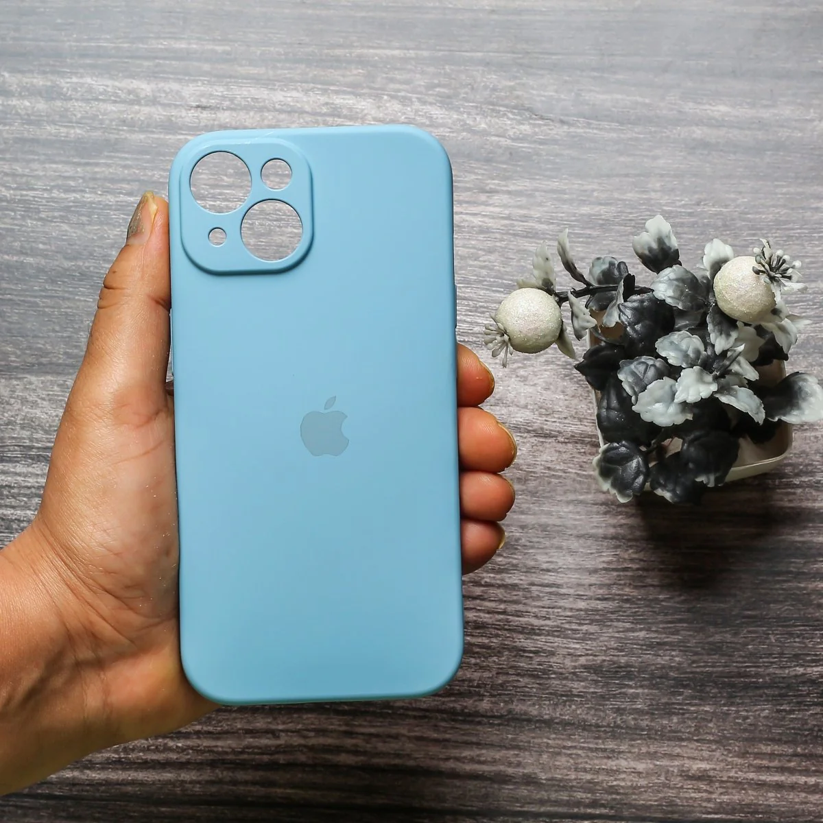 Sky Blue Original Camera Safe Silicone case for Apple iphone 14