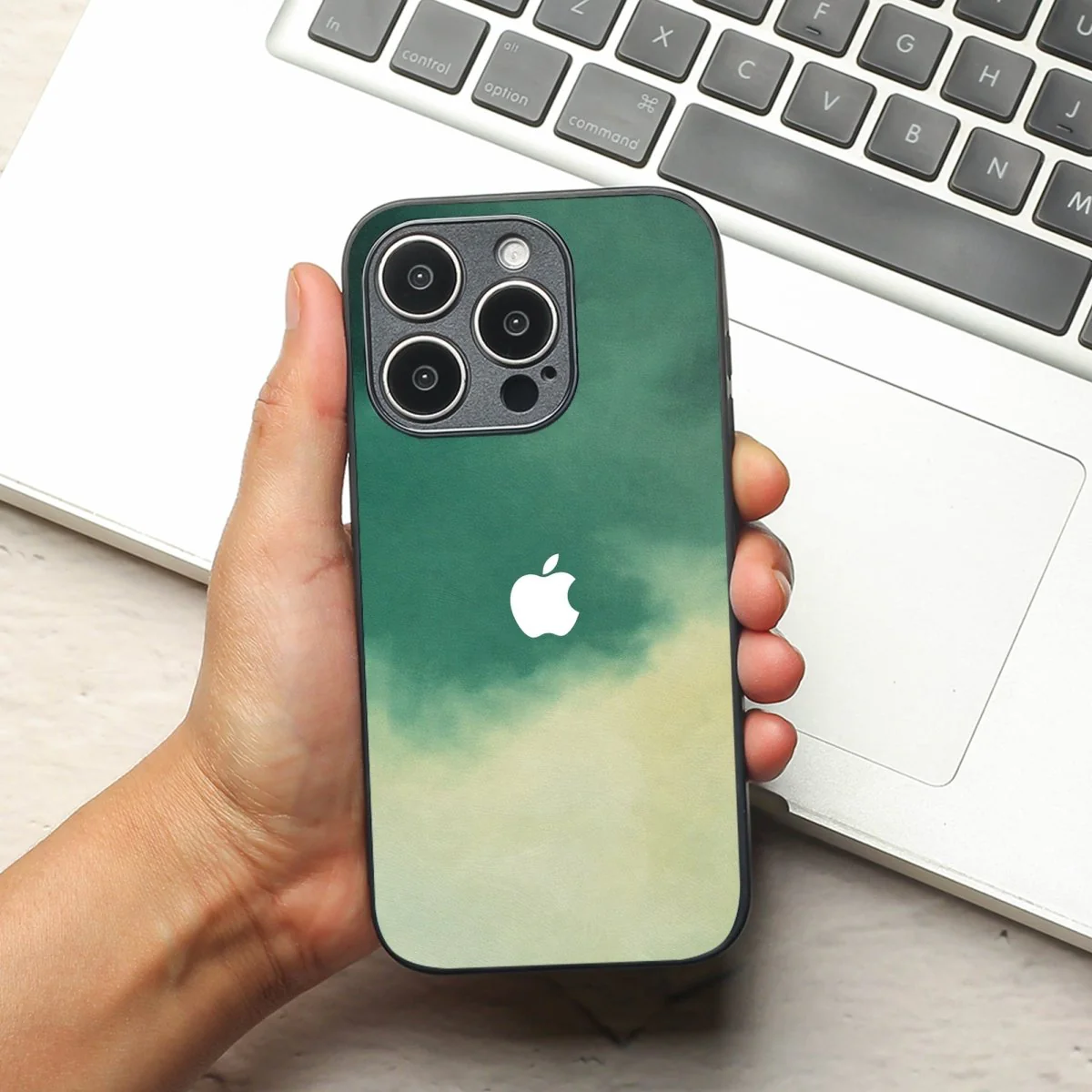 Thunder oil Paint (MB) Silicone Case for Apple Iphone 15 Pro Max
