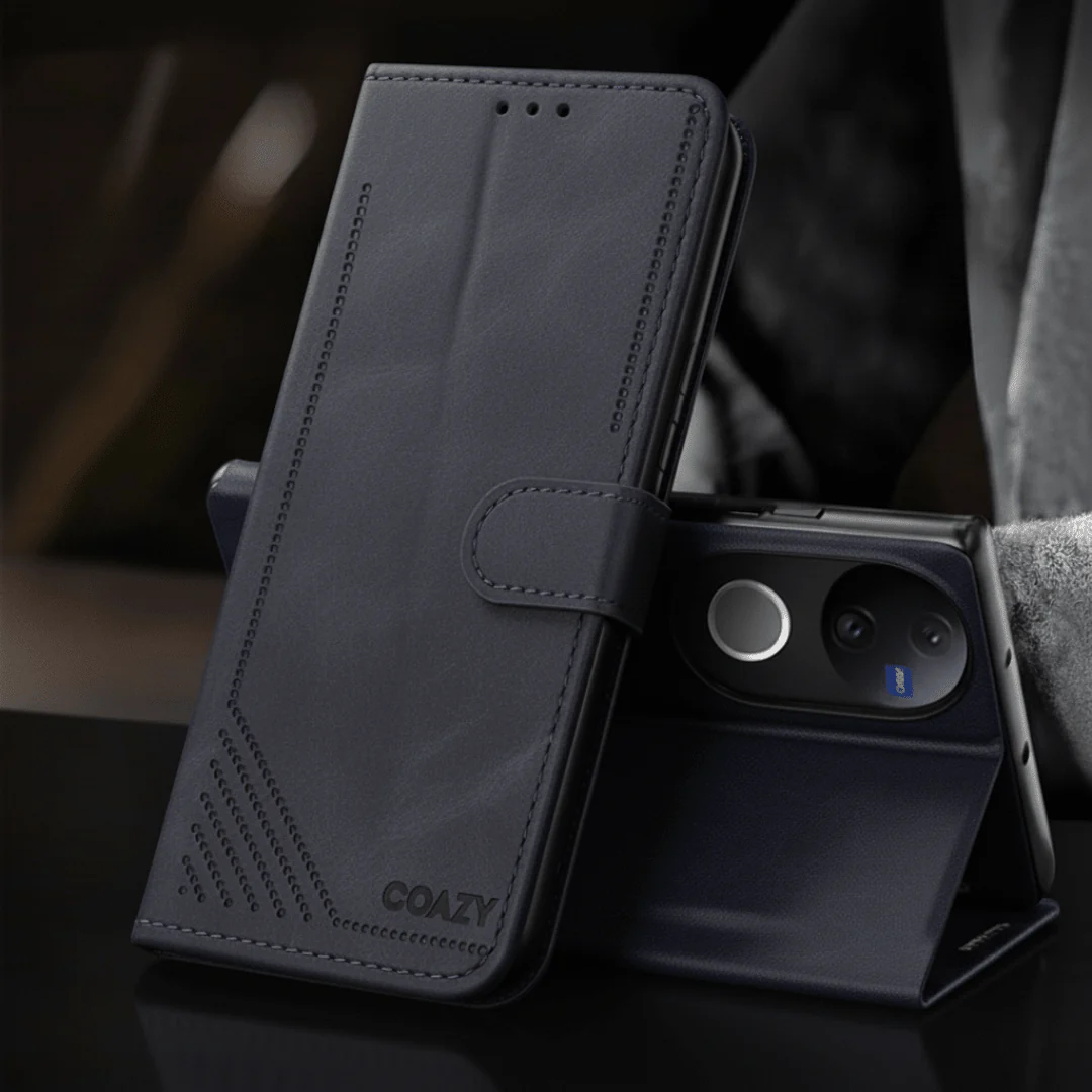 Velvet Black Flip Leather Case for Vivo V50