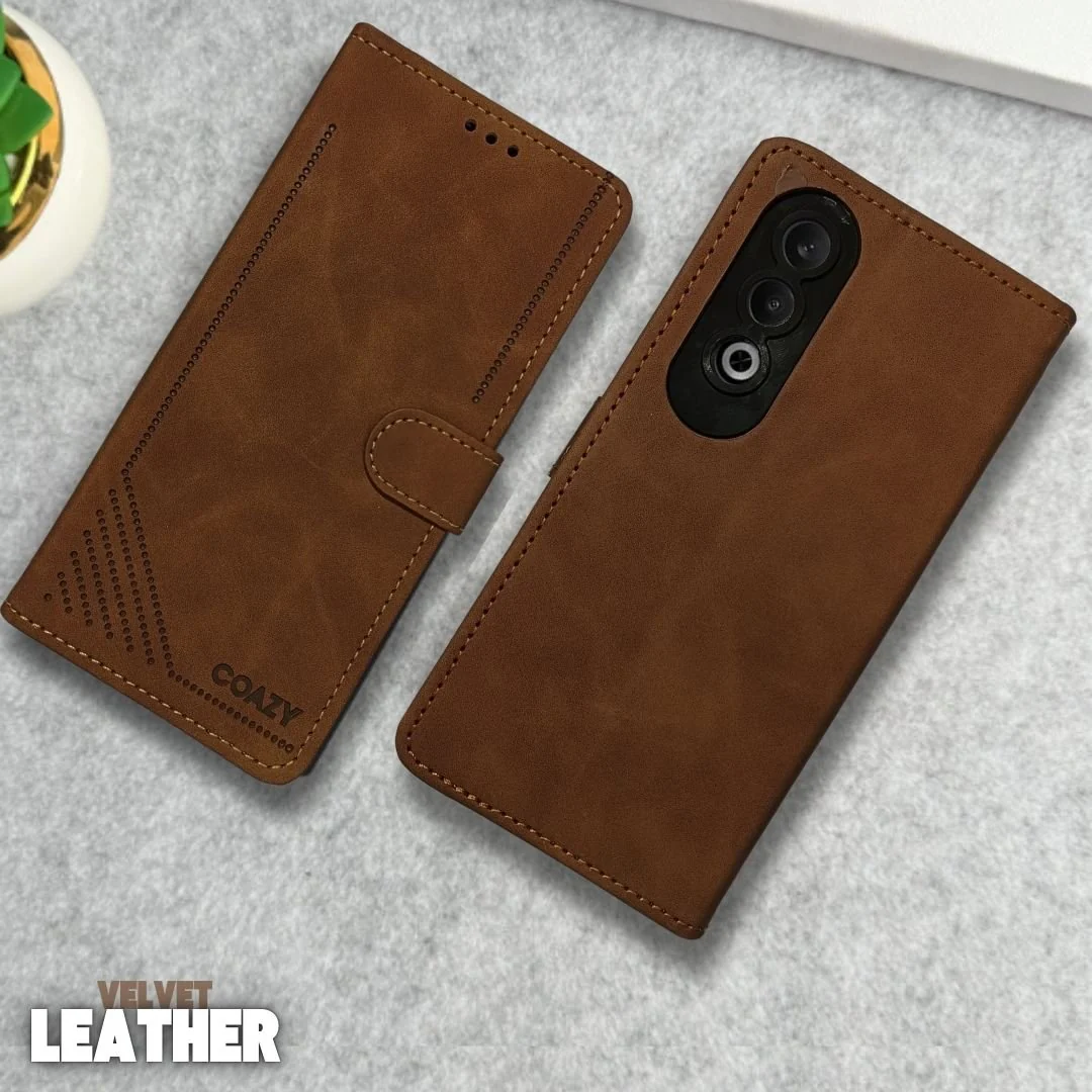 Velvet Brown Flip Leather Case for Oneplus Nord Ce 4
