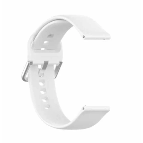White Plain Silicone Strap With Stainless steel Buckle For Smart Watch (20mm) - Image 2