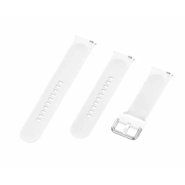 White Plain Silicone Strap With Stainless steel Buckle For Smart Watch (20mm) - Image 3