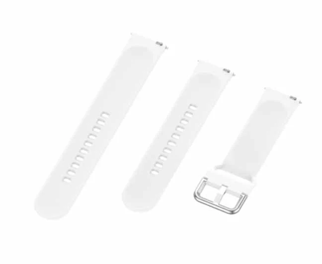 White Plain Silicone Strap With Stainless steel Buckle For Smart Watch (22mm) - Image 3