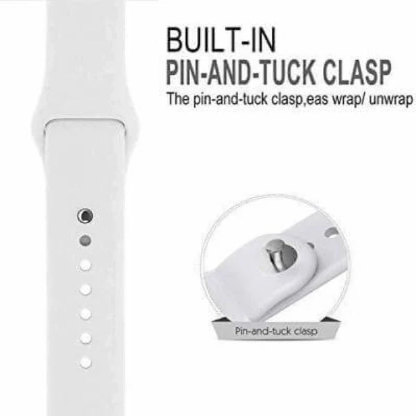 White Plain Silicone Strap For Apple Watch Series 1 (38mm/40mm/41mm) - Image 2