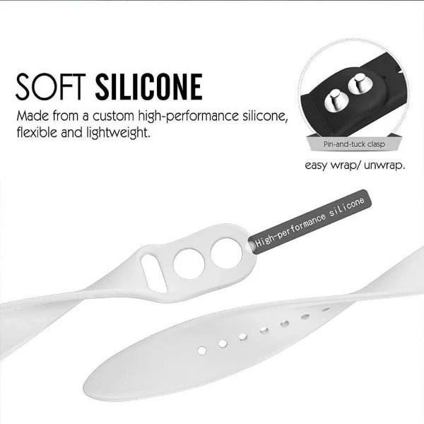 White Plain Silicone Strap For Watch Series SE GEN 2 (42mm/44mm/45mm/46mm/49mm) - Image 3