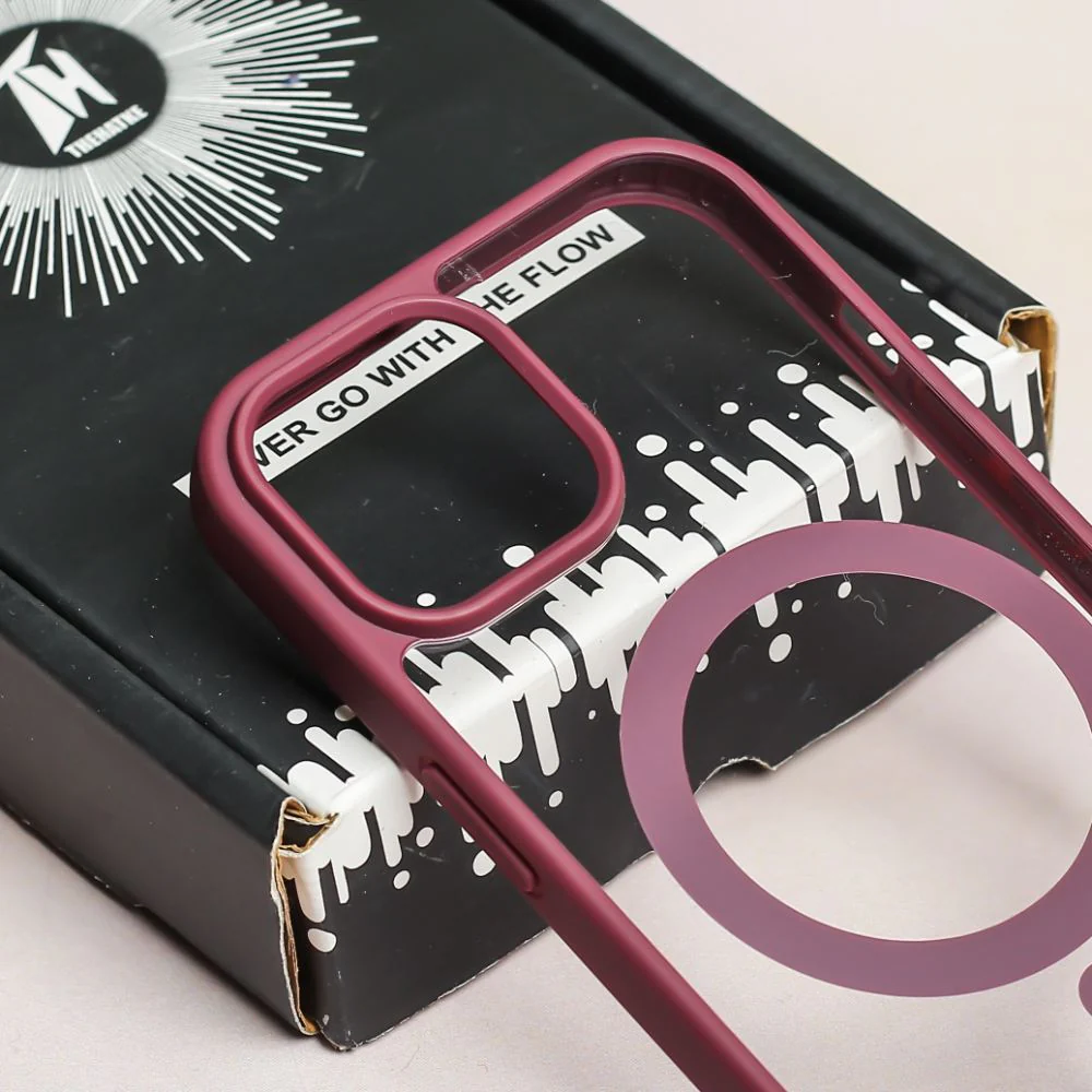 Wine Red MagSafe Clear Transparent Silicone case for Apple iphone 12 - Image 4