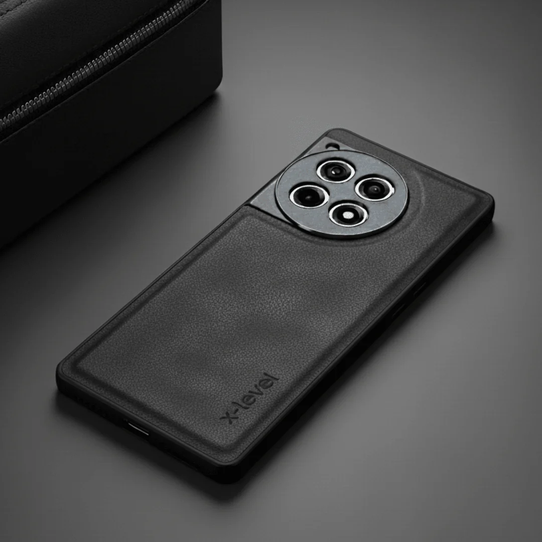 X-LEVEL Black Leather Case for Oneplus 12r