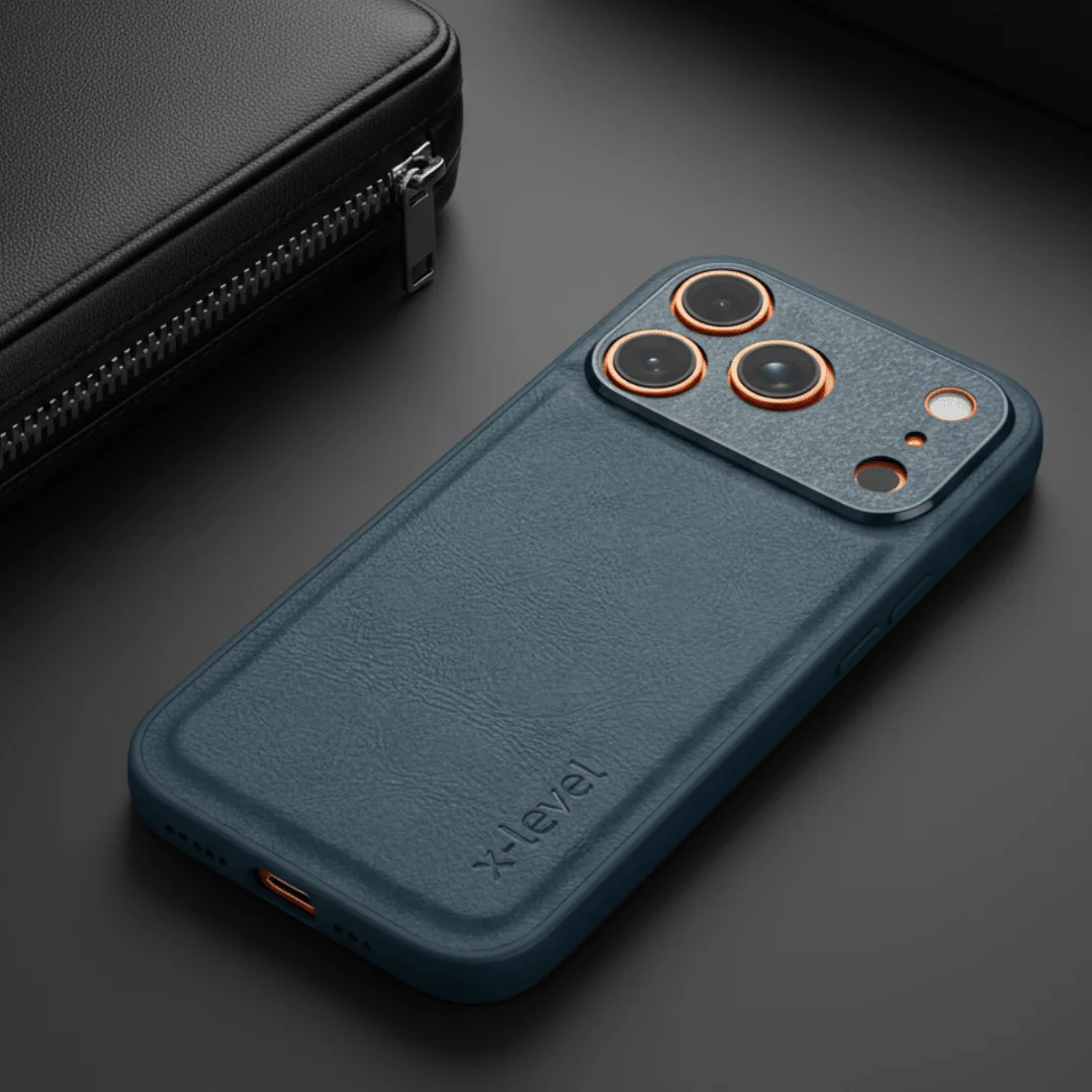 X-LEVEL Dark Blue Leather Case for Apple iphone 17 pro