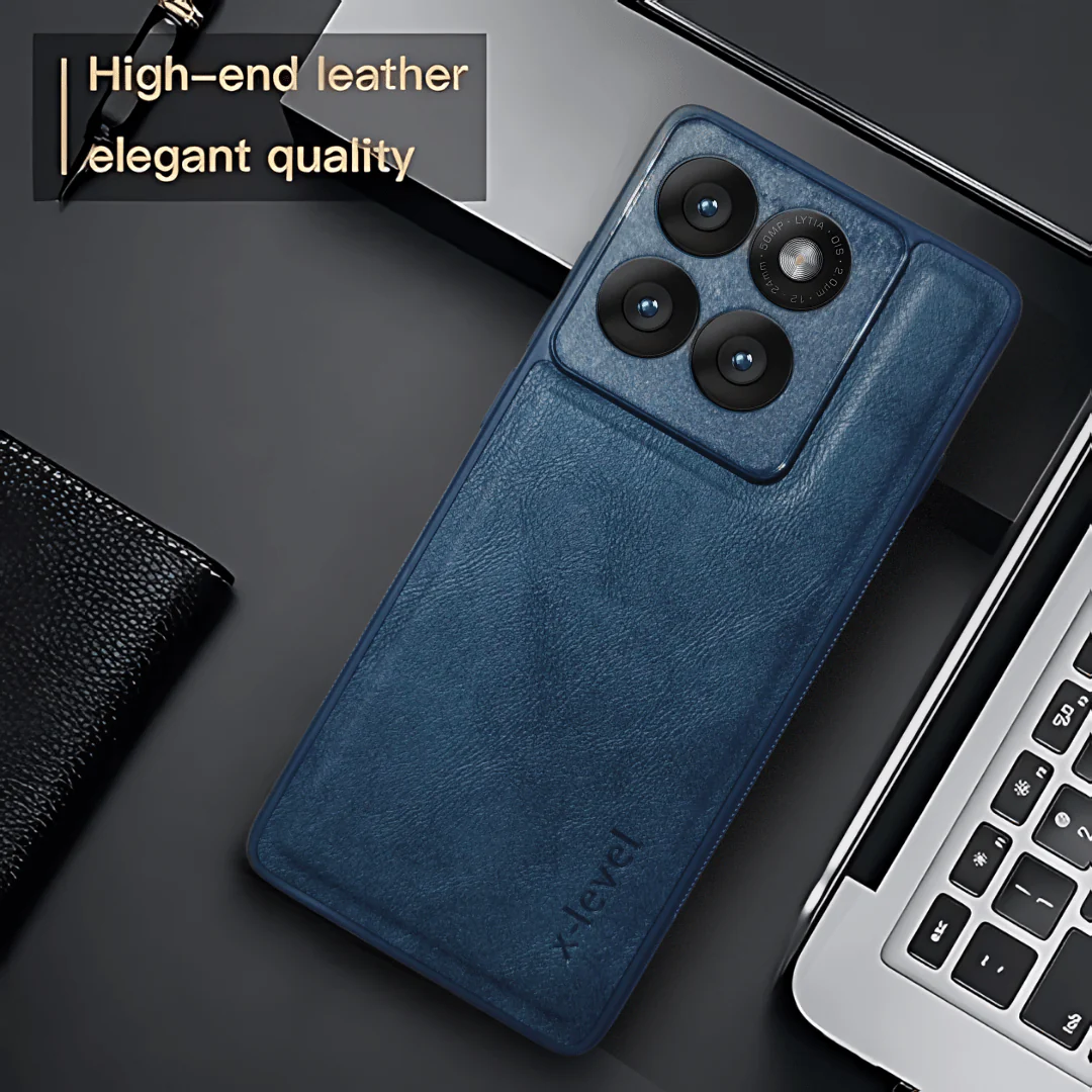 X-LEVEL Dark Blue Leather Case for Motorola Edge 60 Pro