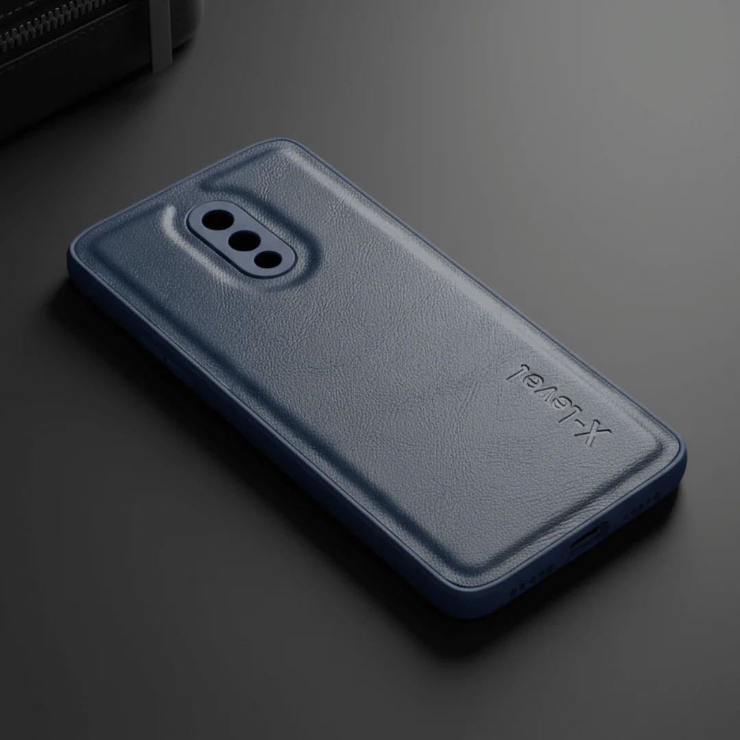 X-LEVEL Dark Blue Leather Case for Oneplus 7