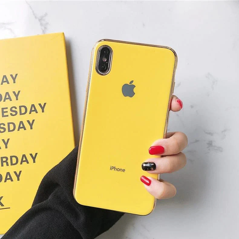 Yellow Border mirror Silicone case for Apple iphone Xs Max