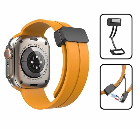 Yellow Magnetic Clasp Adjustable Strap For Apple Iwatch (22mm) - Image 2